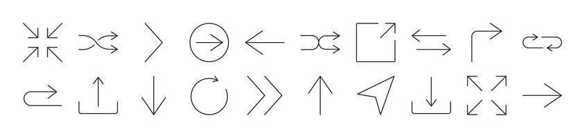 Arrows Up, Down, Right and Left Outline Icon Collection. Editable Stroke. Perfect for Infographics, Articles, Books, Flyers, Banners vector