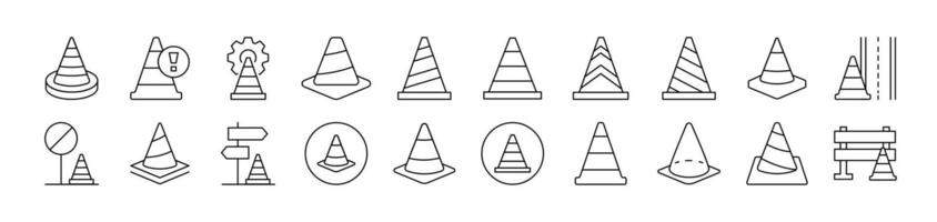 Traffic Cone Related Line Icon Collection. Editable Stroke. Perfect for Infographics, Articles, Books, Flyers, Banners vector