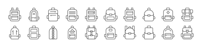 Schoolbag, Bag for Tracking and Hiking Related Image Collection. Editable Stroke. Perfect for Infographics, Articles, Books, Flyers, Banners vector