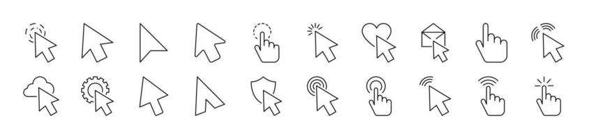 Cursor Outline Sign Collection. Editable Stroke. Perfect for Infographics, Articles, Books, Flyers, Banners vector