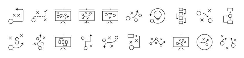 Algorithm, Scheme and Infographics Outline Sign Collection. Editable Stroke. Perfect for Infographics, Articles, Books, Flyers, Banners vector