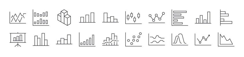 Progress Bar, Growth, Diagram Outline Sign Collection. Editable Stroke. Perfect for Infographics, Articles, Books, Flyers, Banners vector
