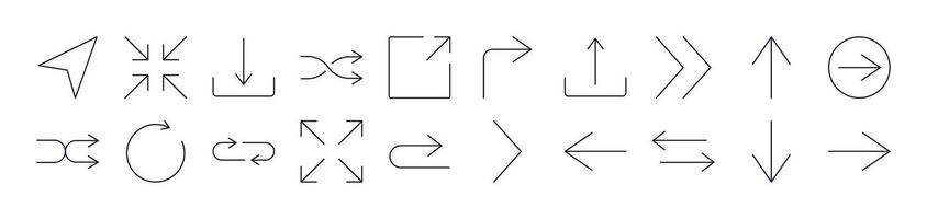 Arrows Up, Down, Right and Left Related Line Icon Collection. Editable Stroke. Perfect for Infographics, Articles, Books, Flyers, Banners vector