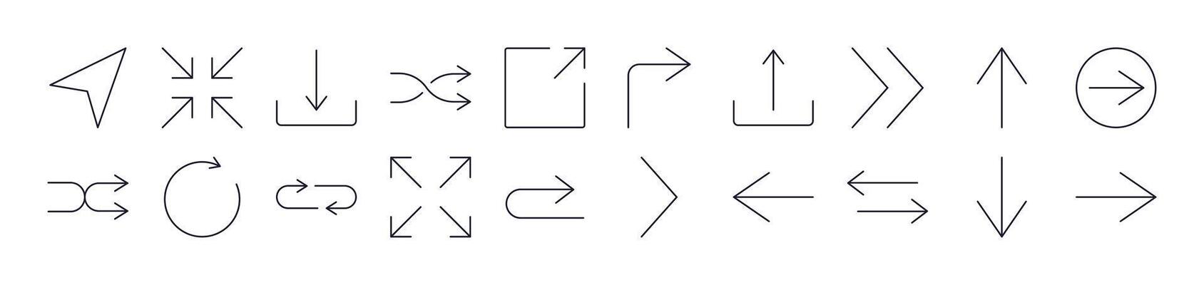 Arrows Up, Down, Right and Left Related Line Icon Collection. Editable Stroke. Perfect for Infographics, Articles, Books, Flyers, Banners