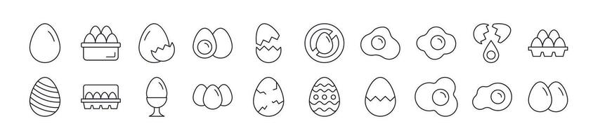 Eggs Outline Picture Collection. Editable Stroke. Perfect for Infographics, Articles, Books, Flyers, Banners vector