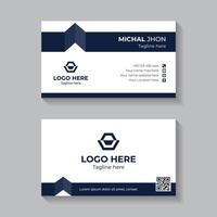 business card template with hexagon logo vector