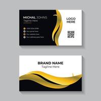 business card template with gold and black waves vector