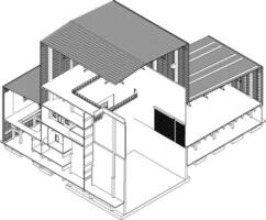 3D illustration of building project vector