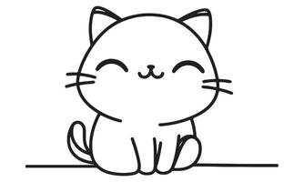 A black and white drawing of a cat sitting down vector