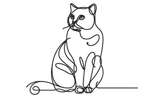 Continuous line drawing of a cat vector