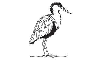 A drawing of a heron standing on a white background vector