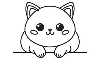 A black and white drawing of a cat vector