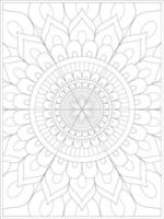 A coloring page with a large flower design vector