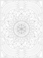 An adult coloring page with a large flower design vector