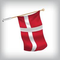 Realistic illustration of Denmark flags waving on the wall. The set is in the collection vector
