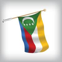 Realistic illustration of Comoros flags waving on the wall. The set is in the collection vector