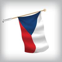 Realistic illustration of Czechia flags waving on the wall. The set is in the collection vector
