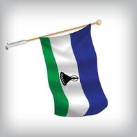 Realistic illustration of Lesotho flags waving on the wall. The set is in the collection vector