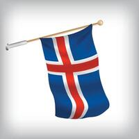 Realistic illustration of Iceland flags waving on the wall. The set is in the collection vector