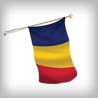 Realistic illustration of Chad flags waving on the wall. The set is in the collection vector