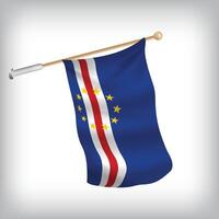 Realistic illustration of Cabo Verde flags waving on the wall. The set is in the collection vector
