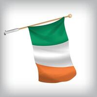 Realistic illustration of Ireland flags waving on the wall. The set is in the collection vector