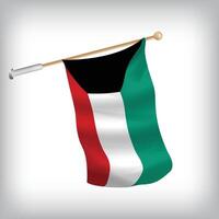 Realistic illustration of Kuwait flags waving on the wall. The set is in the collection vector