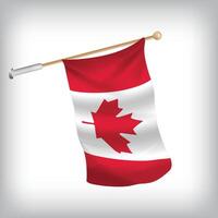 Realistic illustration of Canada flags waving on the wall. The set is in the collection vector