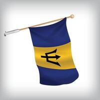 realistic illustration of Barbados flags waving on the wall. The set is in the collection vector