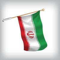 Realistic illustration of Iran flags waving on the wall. The set is in the collection vector