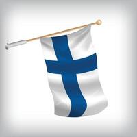 Realistic illustration of Finland flags waving on the wall. The set is in the collection vector