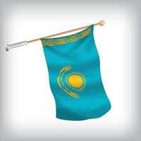Realistic illustration of Kazakhstan flags waving on the wall. The set is in the collection vector