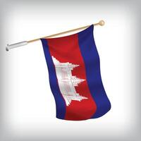Realistic illustration of Cambodia flags waving on the wall. The set is in the collection vector