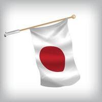 Realistic illustration of Japan flags waving on the wall. The set is in the collection vector
