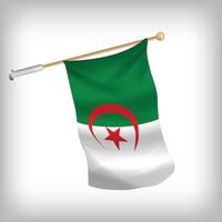 realistic illustration of Algeria flags waving on the wall. The set is in the collection vector