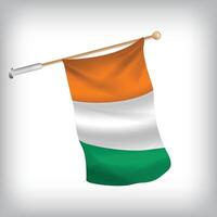 Realistic illustration of Cote d'ivoire flags waving on the wall. The set is in the collection vector