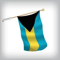 realistic illustration of The Bahamas flags waving on the wall. The set is in the collection vector