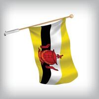 Realistic illustration of Brunei flags waving on the wall. The set is in the collection vector