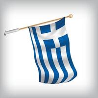 Realistic illustration of Greece flags waving on the wall. The set is in the collection vector
