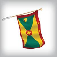 Realistic illustration of Grenada flags waving on the wall. The set is in the collection vector