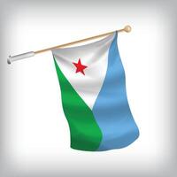 Realistic illustration of Djibouti flags waving on the wall. The set is in the collection vector
