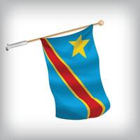 Realistic illustration of Democratic Republic of the Congo flags waving on the wall. The set is in the collection vector