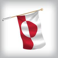 Realistic illustration of Greenland flags waving on the wall. The set is in the collection vector