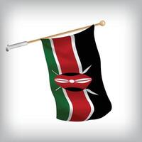 Realistic illustration of Kenya flags waving on the wall. The set is in the collection vector