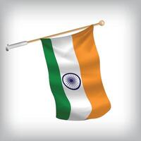 Realistic illustration of India flags waving on the wall. The set is in the collection vector