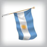 realistic illustration of Argentina flags waving on the wall. The set is in the collection vector