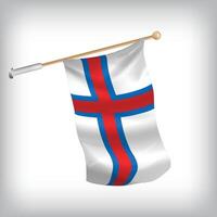 Realistic illustration of Faroe Islands flags waving on the wall. The set is in the collection vector