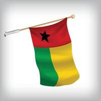 Realistic illustration of Guinea Bissau flags waving on the wall. The set is in the collection vector