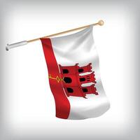 Realistic illustration of Gibraltar flags waving on the wall. The set is in the collection vector