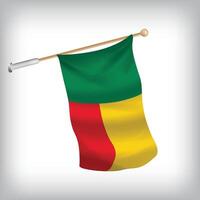 Realistic illustration of Benin flags waving on the wall. The set is in the collection vector